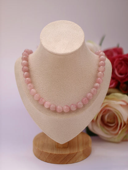 Rosenquarz Halskette | Rosa Edelstein Halskette | minimalistische Kristallkette | naturbelassener Edelsteinschmuck | Geschenk für Sie