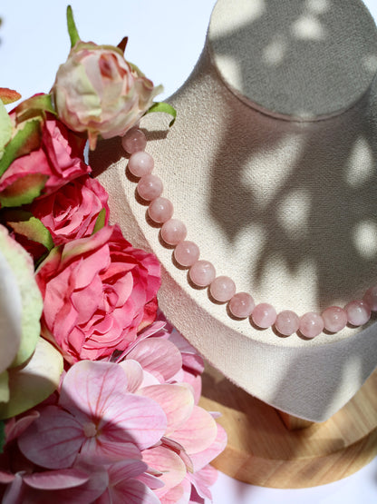 Rosenquarz Halskette | Rosa Edelstein Halskette | minimalistische Kristallkette | naturbelassener Edelsteinschmuck | Geschenk für Sie