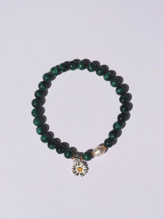 【Element Holz】Malachit & Gänseblümchen Armband｜Fünf-Elemente-Energie