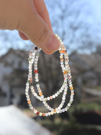 dreifach gewickeltes Armband aus buntem Rutilquarz 3mm