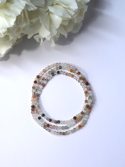dreifach gewickeltes Armband aus buntem Rutilquarz 3mm