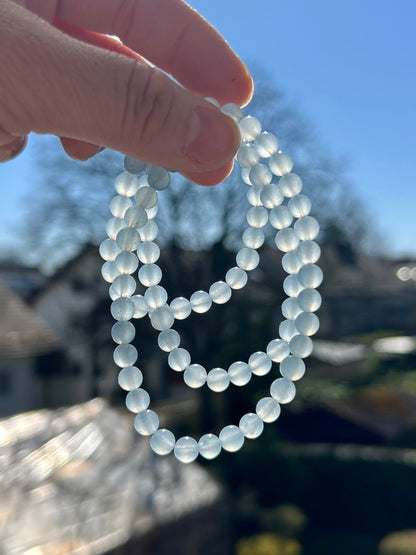 Aquamarin dreifach Wickelarmband 6mm