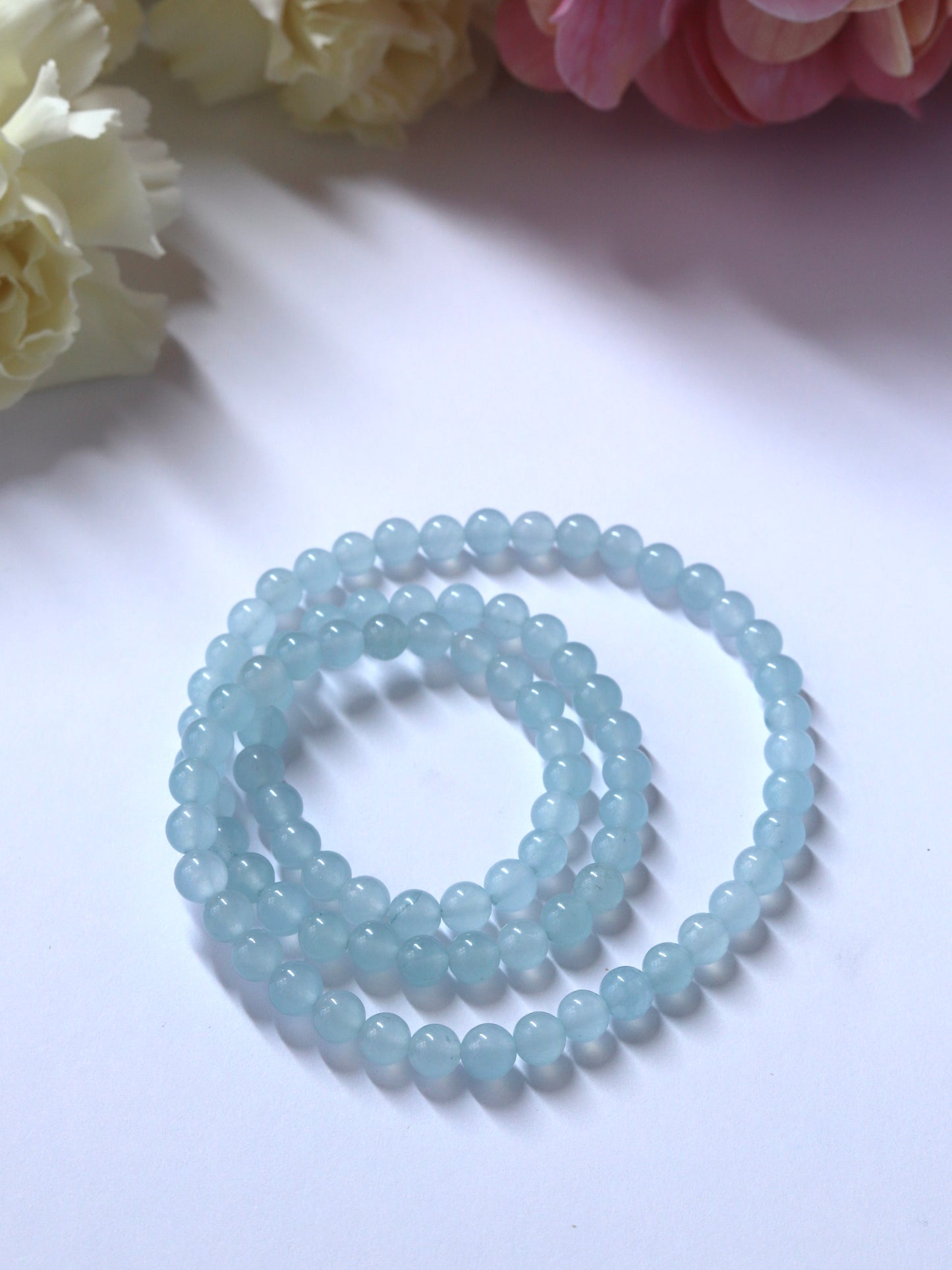 Aquamarin dreifach Wickelarmband 6mm