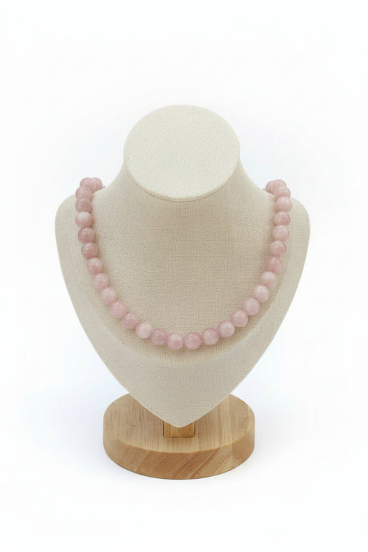 Rosenquarz Halskette | Rosa Edelstein Halskette | minimalistische Kristallkette | naturbelassener Edelsteinschmuck | Geschenk für Sie