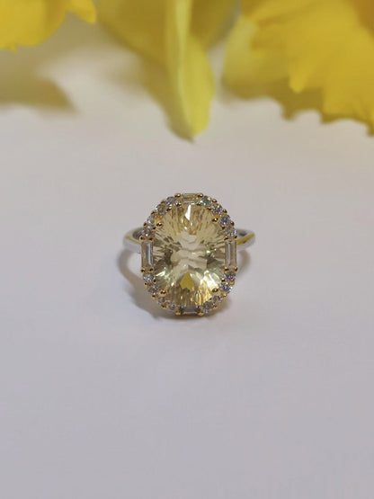 Eleganter Citrin-Ring – Verstellbarer Silberring mit natürlichem Citrin & Zirkonia