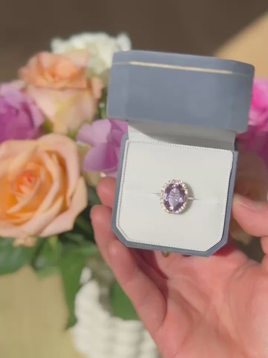 Eleganter Amethyst-Ring – Verstellbarer Silberring mit Natürlichem Amethyst & Zirkonia