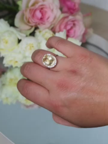 Eleganter Citrin-Ring – Verstellbarer Silberring mit natürlichem Citrin & Zirkonia