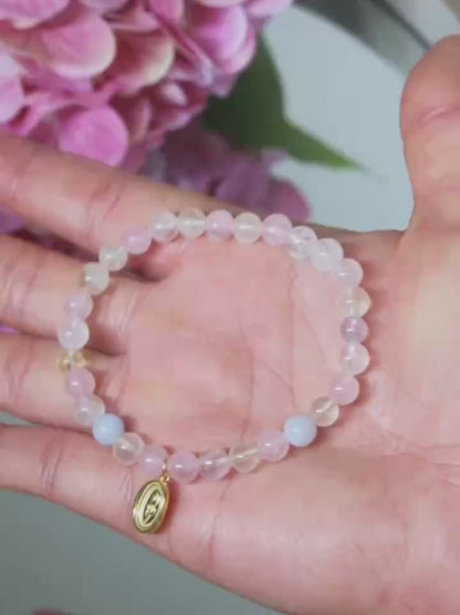 Handgemacht | Multi-Color Kristallarmband mit 925 Silber Tulpenanhänger